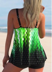 Double Straps Geometric Print Ombre Tankini Set 