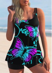 Animal Print Multi Color Mid Waisted Tankini Set