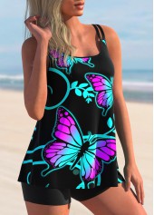 Animal Print Multi Color Mid Waisted Tankini Set