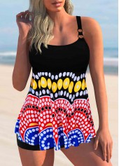 Multi Color Criss Cross Back Polka Dot Tankini Set