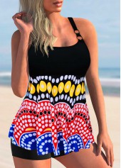 Multi Color Criss Cross Back Polka Dot Tankini Set
