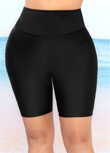Rosewe Solid Plus Size High Waist Swim Shorts - 3X