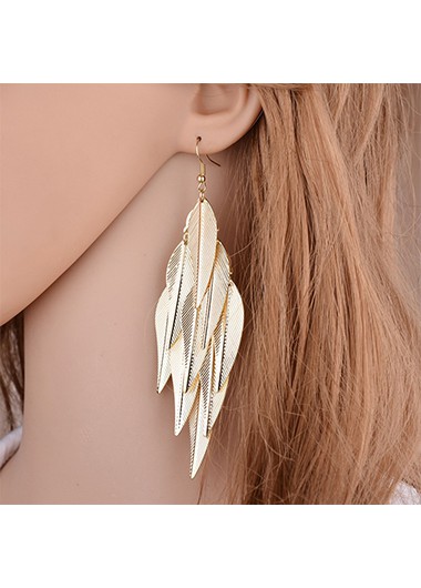 Rosewe Chic Gold Leaf Design Baroque Design Earring Set - One Size
