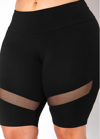 Rosewe Mesh Stitching Plus Size Mid Waist Swim Shorts - 2X