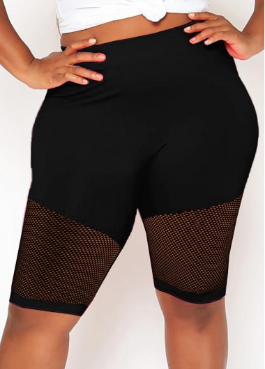Rosewe Lace Stitching Plus Size High Waisted Swim Shorts - 2X