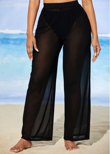 Rosewe Mesh High Waisted Solid Beach Pants - M