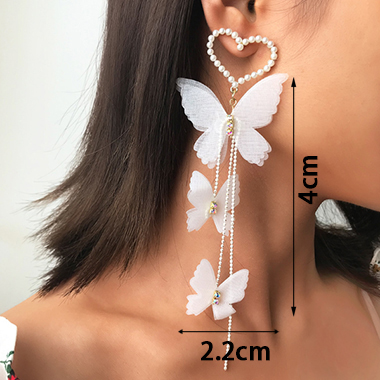 Butterfly Design Metal Pearl Detail Earring Set
