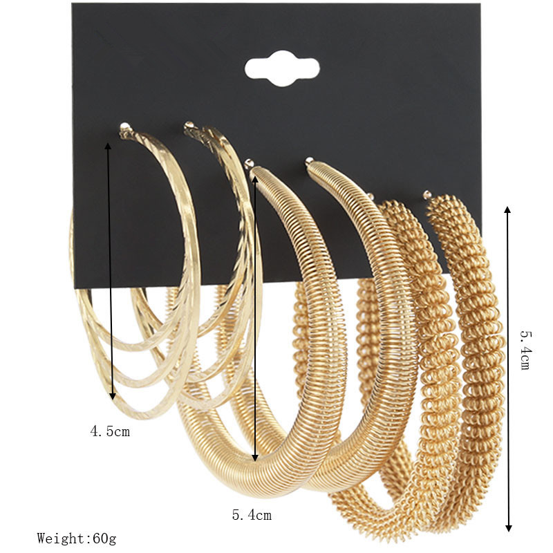 Metal Detail Gold Circular Design Earring Set