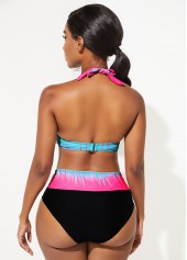 Halter Rainbow Color Mid Waist Bikini Set