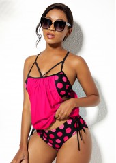 Tie Polka Dot Hot Pink Tankini Set