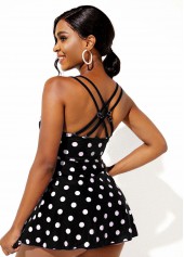 Polka Dot Cross Strap Plus Size Swimdress and Shorts