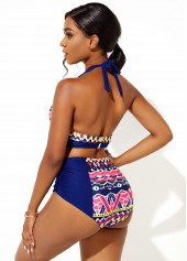 Bowknot Halter Tribal Print Bikini Set