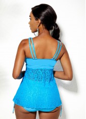 Knot Detail Lace Stitching Tankini Set