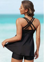 Mesh Stitching Cross Strap Swimdress and Shorts