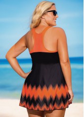 Plus Size Cross Front Printed Wide Strap Swimdress Top-No Bottom