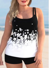 Plus Size Floral Print Ombre Tankini Set