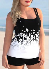 Plus Size Floral Print Ombre Tankini Set