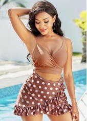 Flounce Polka Dot High Waisted Bikini Set