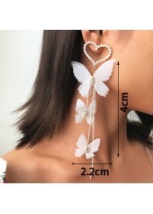 Butterfly Design Metal Pearl Detail Earring Set