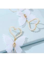 Butterfly Design Metal Pearl Detail Earring Set