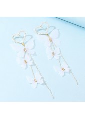 Butterfly Design Metal Pearl Detail Earring Set