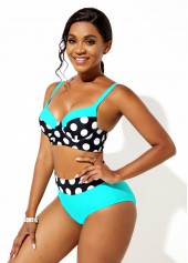High Waisted Contrast Polka Dot Bikini Set