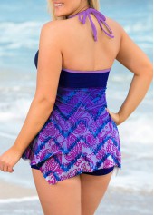 Halter Chevron Print Plus Size Swimdress and Panty