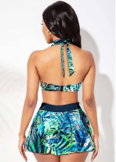 Halter Tropical Print High Waisted Bikini Set