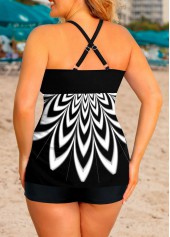 Plus Size Printed Criss Cross Back Swimdress and Shorts