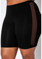 High Waist Plus Size Mesh Stitching Swim Shorts