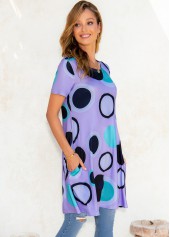 Short Sleeve Round Neck Polka Dot Dress 