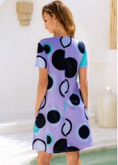 Short Sleeve Round Neck Polka Dot Dress 