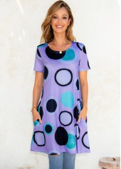 Short Sleeve Round Neck Polka Dot Dress 