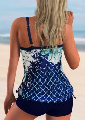 Tie Side Printed Spaghetti Strap Tankini Set 