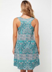 A Line Wide Strap Tribal Print Dress