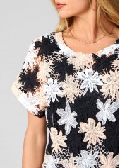 Short Sleeve Lace V Neck T Shirt