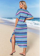 Mesh Cross Strap Striped Cover Up