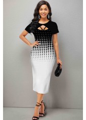 Short Sleeve Polka Dot Ombre Dress