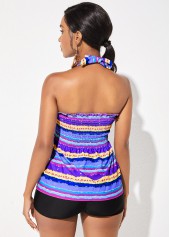 Smocked Tie Back Rainbow Stripe Tankini Set