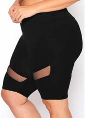 Mesh Stitching Plus Size Mid Waist Swim Shorts