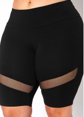 Mesh Stitching Plus Size Mid Waist Swim Shorts