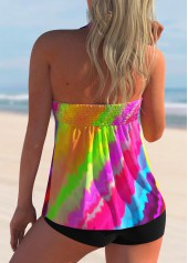 Smocked Rainbow Stripe Halter Tankini Set 