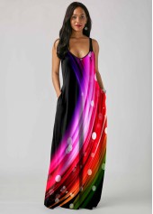 Double Pocket Colorful Wide Strap Dress 