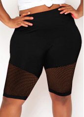 Lace Stitching Plus Size High Waisted Swim Shorts