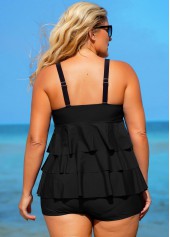 Layered Hem Solid Bowknot Plus Size Swimdress and Shorts