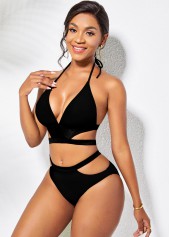 Reversible Halter Floral Print Bikini Set 