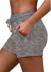 Pocket Drawstring Detail Mid Waist Shorts