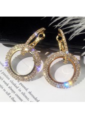 Design Rhinestone Detail Double Ring Earrings