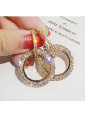 Design Rhinestone Detail Double Ring Earrings