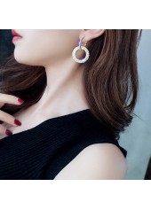 Design Rhinestone Detail Double Ring Earrings